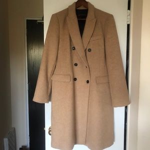 Zara Double-Breasted Tan Wool Coat